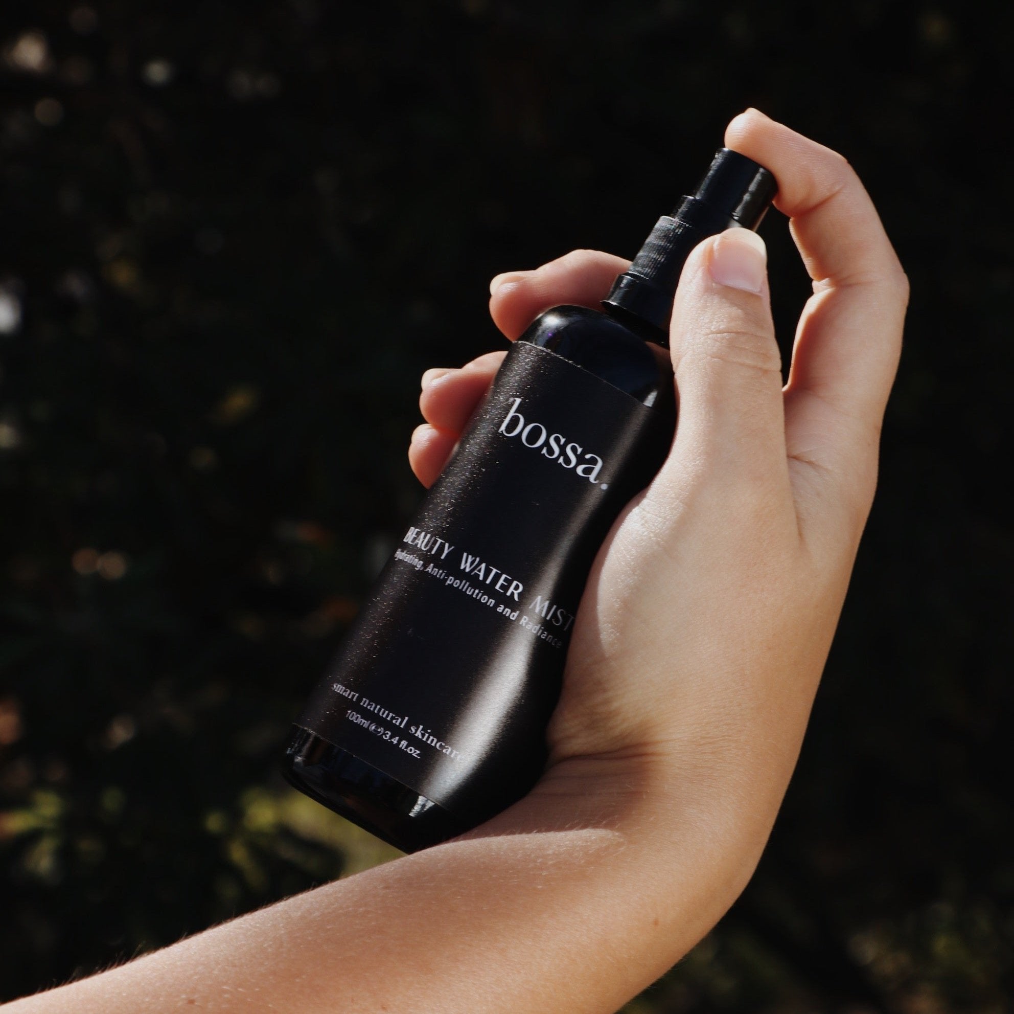 Refreshing rosewater face mist by Bossa Skin, perfect for setting makeup or calming skin